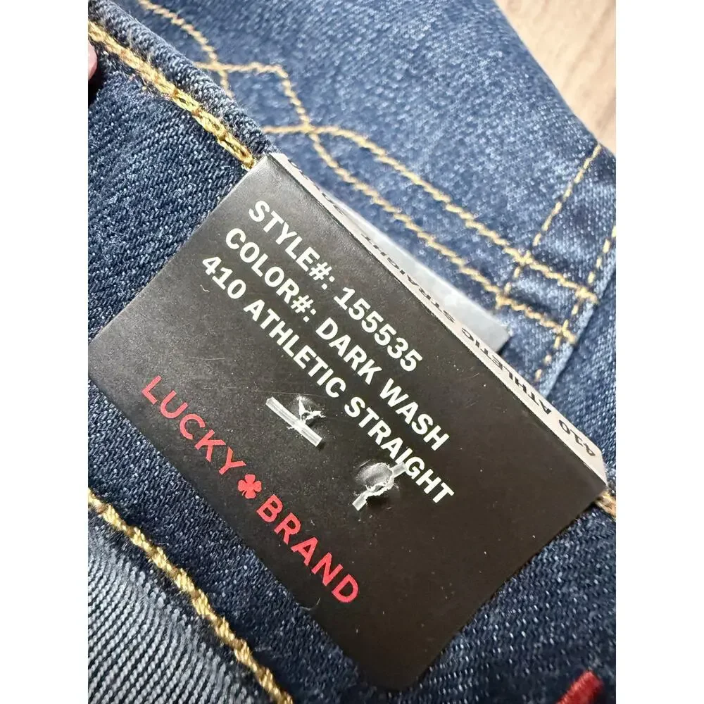 Lucky Brand 410 Athletic Straight Jeans Dark Wash 30x30 Mid Rise Stretch